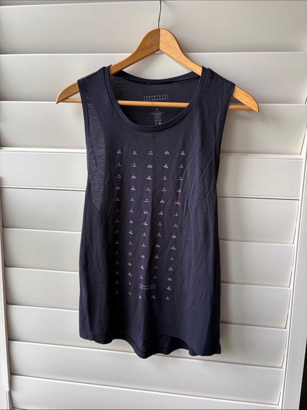 Navy Sleeveless Tank with Pink Graphic